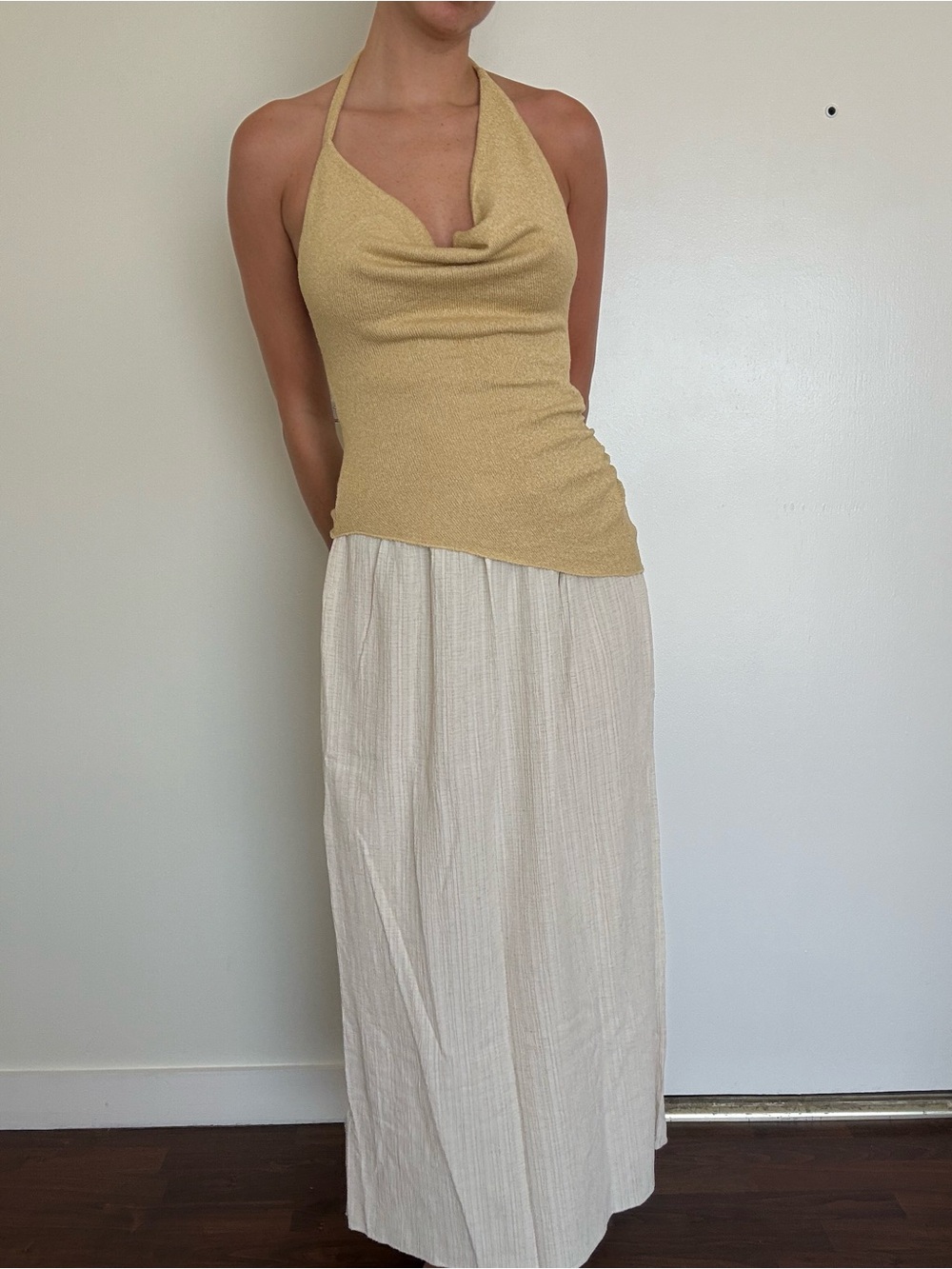 Zara elegant Cream Maxi dress